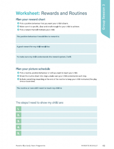 Worksheet routines and rewards