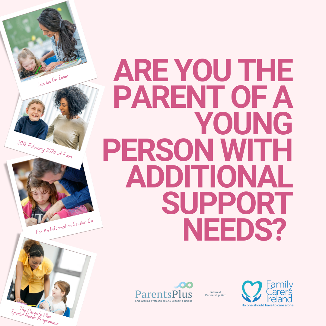Images of teachers and carers helping children with additional support needs in class rooms with the main image carrying the question Are you the parent of a young person with additional support needs?